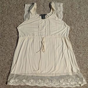 Ivory sleeveless lace top